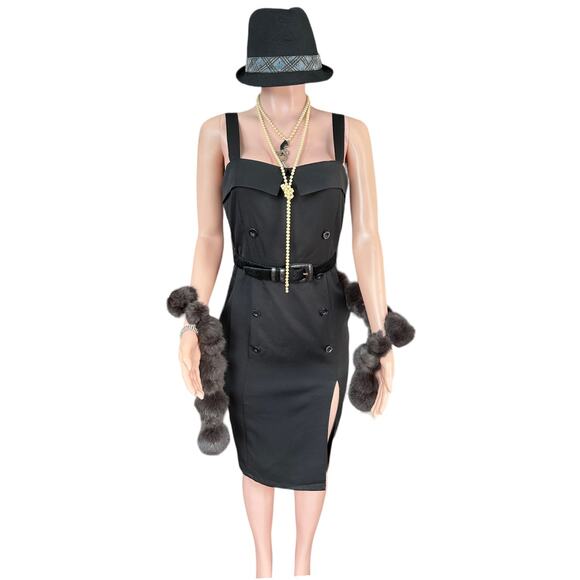 Complete 1920s Gangster Costume: Dress + 6 Accessories - Halloween/Cosplay Med. - Picture 2 of 10